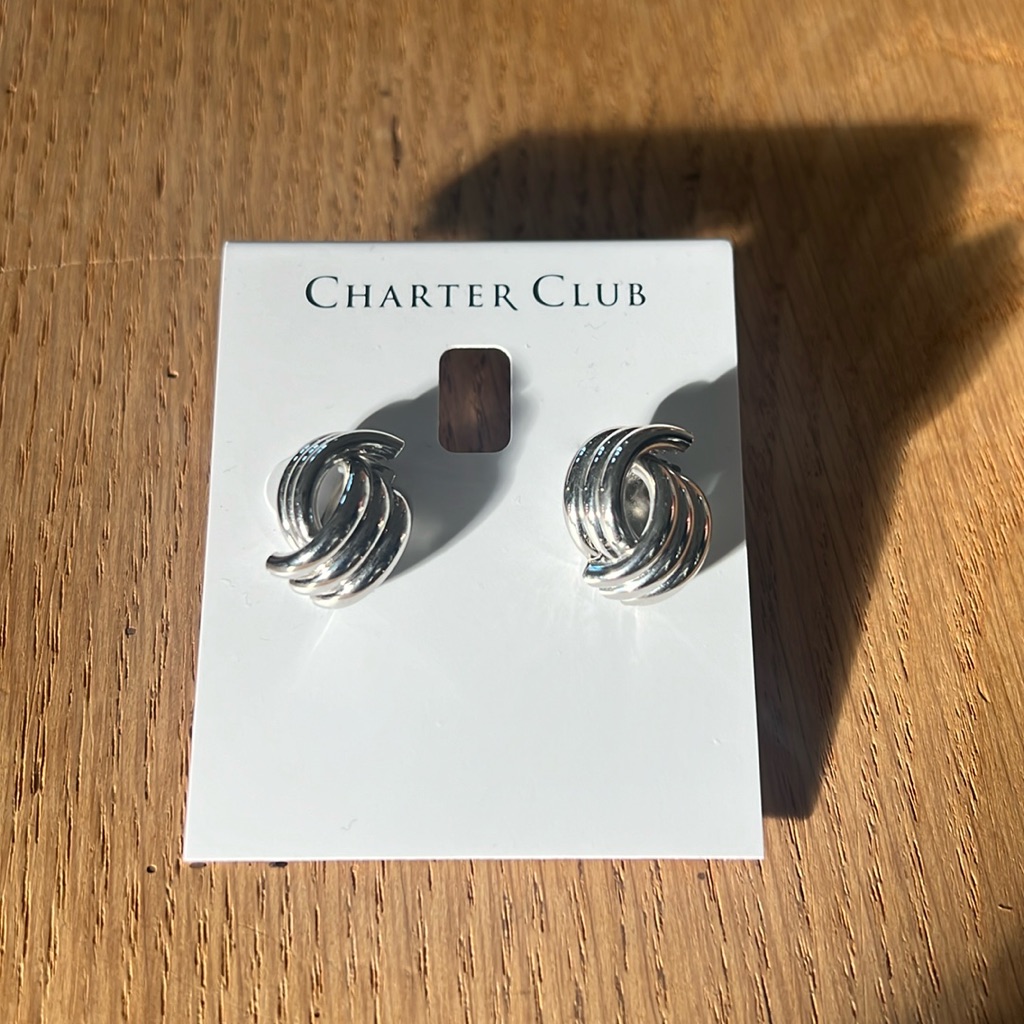 Charter Club Stud Silver Toned Earrings 20$